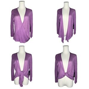 NEW Nic + Zoe Purple All Year 4 Way Lightweight Linen Blend Cardigan Topper